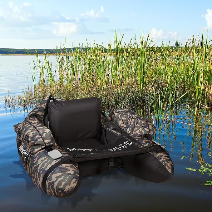 Inflatable Float Tube, with Paddles, Fish Ruler, Air Pump, Adjustable Shoulder Straps, Weight Capacity of 286 pounds, Suitable for Adults Fishing in Rivers and Lakes
