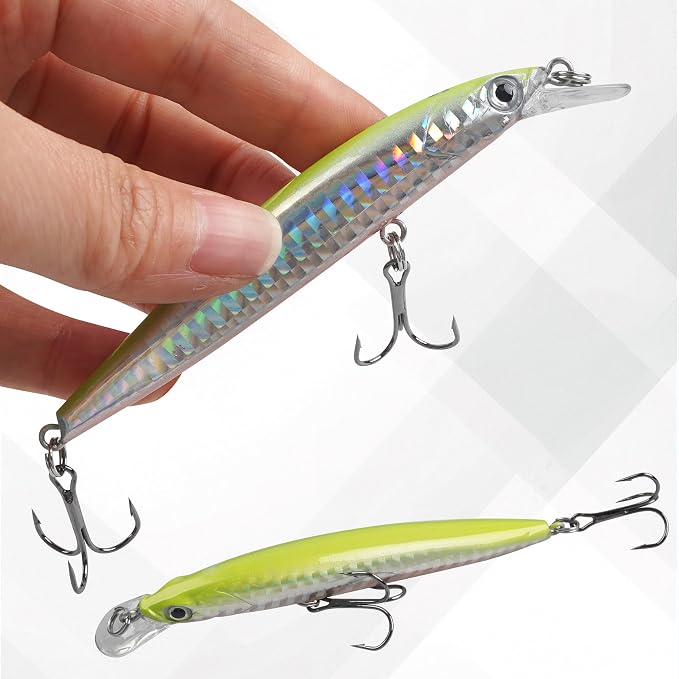 Fishing Lures Kit Crankbait Minnow Hard Bait Set Deep Diving Jerkbait Swimbait Popper Pencil Walleye Lures Artificial Fishing Bait for Bass Trout Redfish Saltwater Freshwater Fishing Lure