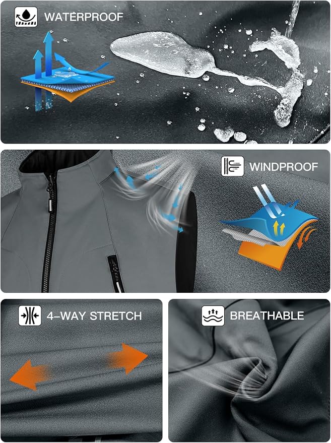 FREE SOLDIER Men's Lightweight Golf Vest Outerwear Windproof Reversible Sleeveless Softshell Jacket Running Vest