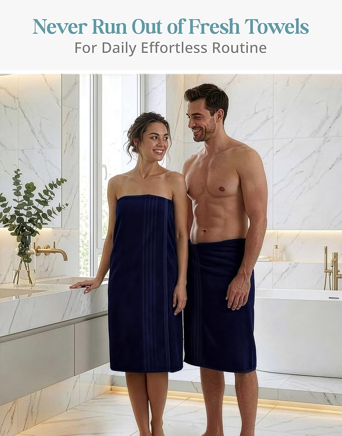 Casa Platino 100% Cotton 2 Pack Bath Towels (30"x60") - Ring Spun Mercerized Cotton Towels Set for Bathroom - Quick Dry, Soft & Absorbent Large Bath Towel Set - Dorm Essentials for Boys - Navy Blue