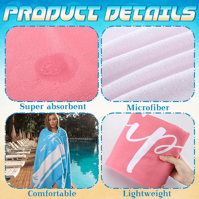 Patelai 6 Pcs Girls Trip Beach Towels Girls Trip Gifts Lightweight Microfiber Oversized 35 x 70 Inches Towels Quick Dry Colorful Easy Pack for Swimming Pool Camping Women Adult Vacation (Novelty)