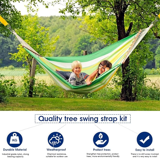 Safe Tree Swing Straps Hanging Kit with Two Alloy Carabiners 2,200lb Breaking Strength Easy and Fast Installation Swings or Hammocks (10ft)