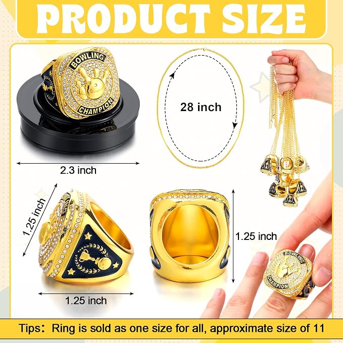 Highergo 10 Pcs Basketball Softball Baseball MVP Dancer Champion Trophy Ring with Display Stand Star Football Soccer Volleyball Golf Cheerleading Bowling Track Field