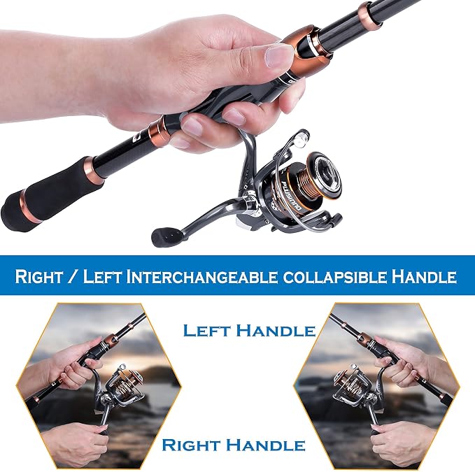 PLUSINNO Telescopic Fishing Rod and Reel Combo(2.4M 7.87FT),Fishing Net Fish Landing Net, Durable Nylon Material Mesh, Safe Fish Catching or Releasing