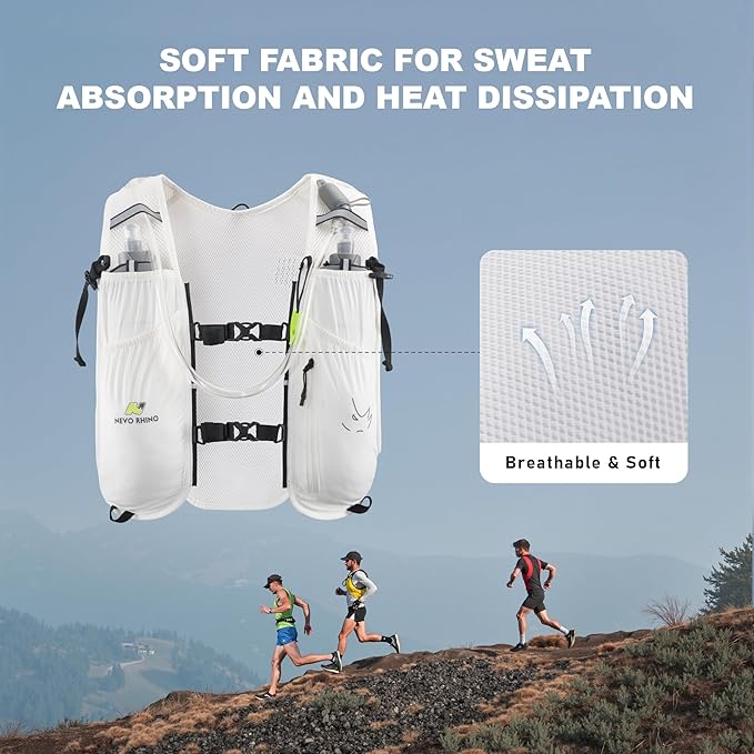 N NEVO RHINO 5.5L Running Vest for Women Men, Lightweight Hydration Vest with 1.5L Water Bladder, Breathable Water Backpack for Hiking Marathon Running
