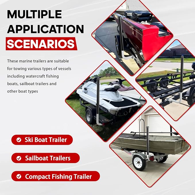 40"/48" Adjustable Boat Trailer Guide-ons, Rustproof Electro-Galvanized Steel Trailer Guides, Boat Trailer Guides Poles with Black PVC Pipes Fit for Ski Boat, Fishing Boat, Sailboat Trailer 2PCS