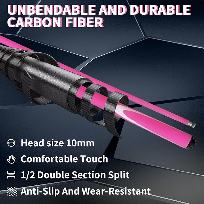 Carbon Fiber Pool Cue Stick 9.5mm Low Deflection Billiard Cue Stick Professional Snooker Cue for Home Bars Pool Halls, Pink1