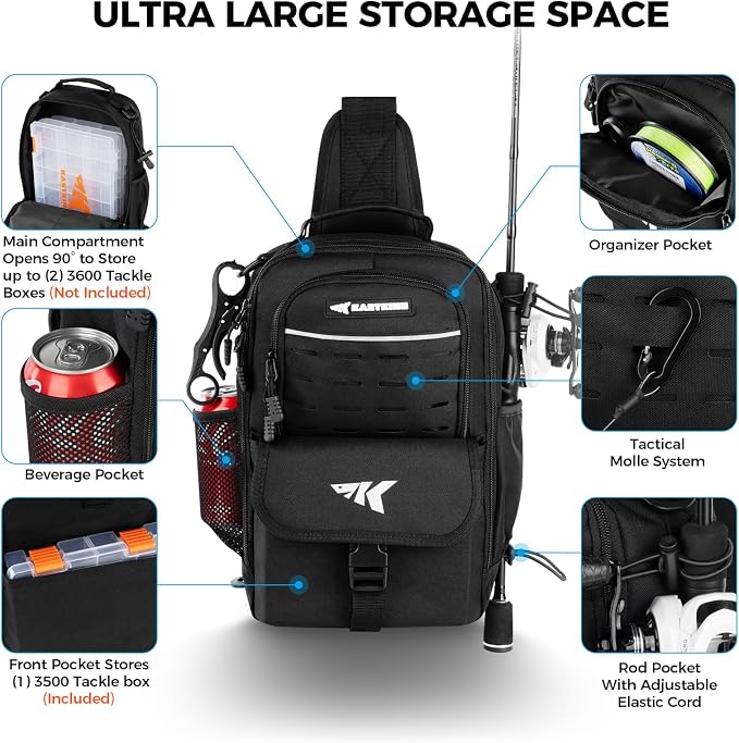 KastKing Everyday Essential Sling Tackle Bag & Tool Set, Fishing Scale & 3500-Tackle Box Waterproof, 7" Pliers, Lip Gripper - Fishing Gear and Gift for Men