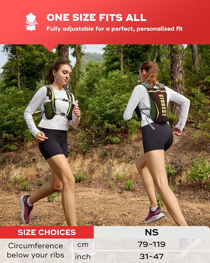 UTOBEST Running Vest, 5L Hydration Vest Lightweight, Breathable and Sweatproof Running Backpack, Adjustable Running Hydration Vest for Trail Running Marathon Race Jogging Cycling