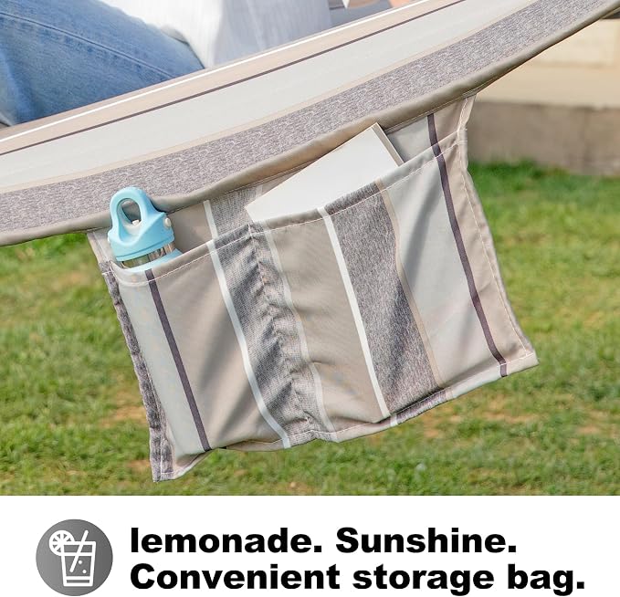 GAFETE Hammock 2 Person Quilted Fabric Hammocks for Outside, Double 12ft Hammocks with Spreader Bar, Large Removable Pillow, Storage Bag, Carabiners, Max 475 lbs Capacity (Peace Dove Grey)