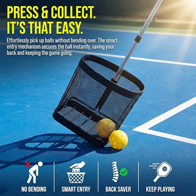 WIGERLON Pickleball Picker Upper, Pickleball Retriever Collector，Pickleball Ball Picker Hopper Tube, Pickleball Pickup Tube for Coach and Court Training