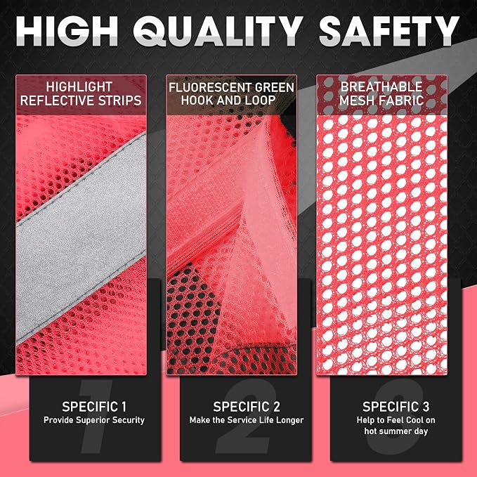 Unittype Reflective Safety Vests Hi Vis Work Vest Mesh High Visibility Silver Strip Adjustable Size for Men Women Outdoor