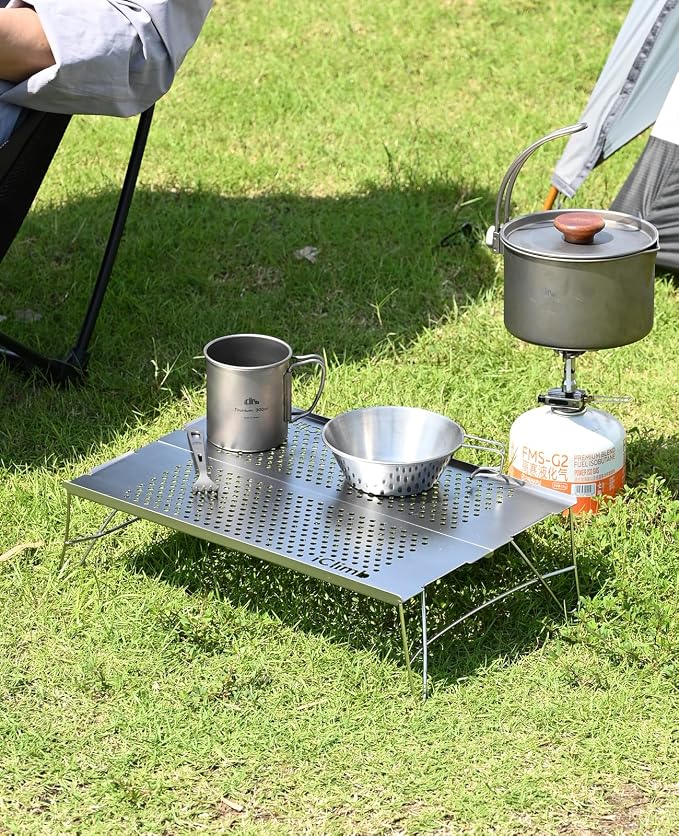 iClimb Mini Solo Folding Table Ultralight Compact for Backpacking Camping Hiking Beach Picnic (Silver - S)