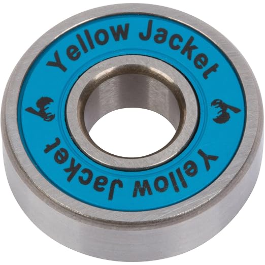 Yellow Jacket Premium Skateboard Bearings, Pro Longboard Bearings, 608, ABEC 9, Bomber Blue (Pack of 8)