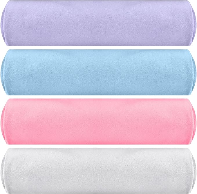 Breling 4 Pack 72" x 24" Hot Yoga Towel Non Slip Microfiber Mat Towel Sweat Absorbent Soft Pilates Mat Essentials for Hot Yoga Pilates Exercise(Purple, Pink, Blue, White)