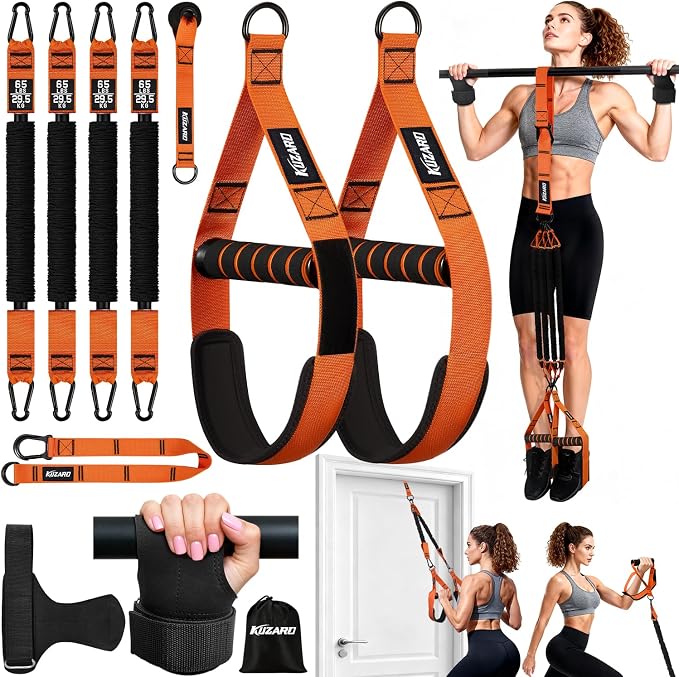 Upgraded Pull Up Assistance Bands for Women, Heavy Duty Resistance Bands with Handles, Exercise Band with Door Anchor, Workout Band Set for Pull Up Bar, Full Body Sculpting,Muscle Training, Home Gym