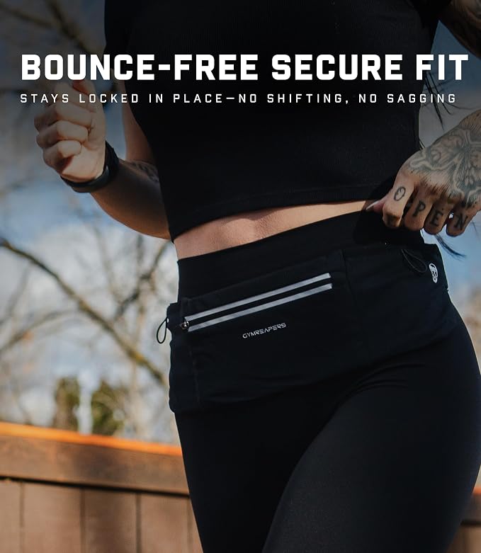 Gymreapers Running Belt Fanny Pack For Women & Men - Phone Holder Waist Belt Gifts For Runners, Joggers, Sports & Gym Workout - Lightweight Adjustable Waist Pouch For Running Gear Accessories