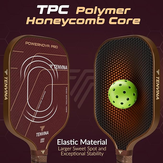TENVINA Pickleball Paddles, Thermoformed T700SC Carbon Fiber Pickleball Paddle, Pickle Ball Paddle USAPA Approved with Dominant Power and Larger Sweet Spot