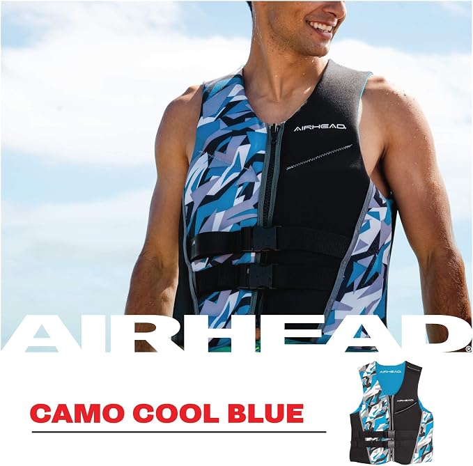 Airhead CAMO Cool Kwik-Dry Neolite Flex Life Jacket for Adults - USCG Approved Life Vest for Women & Men, Lightweight Flexible Watersports Vest for Boating, Wakeboarding, Kayaking & Jet Skiing