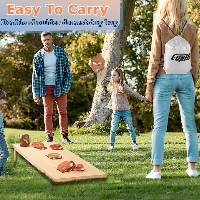 EunHo Regulation Cornhole Bags Set of 8 - Dual Sided Slick and Stick Cornhole Bean Bags for Tossing Game Professional All Weather Pro Corn Hole Bags with Tote Bag