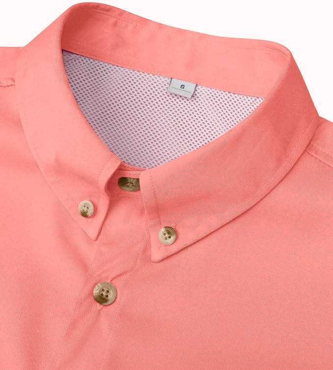 Alimens & Gentle Short Sleeve Fishing Shirt Wicking Fabric Sun Protection Casual Button Down Shirts