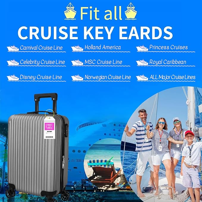 25 Pcs Cruise Essentials Accessories Kit Must Haves Set Include Retractable Cruise Lanyards for Ship Card, Luggage Tags Holder, Towel Bands and Clip, Waterproof Phone Bag, Clothesline, Magnetic Hook