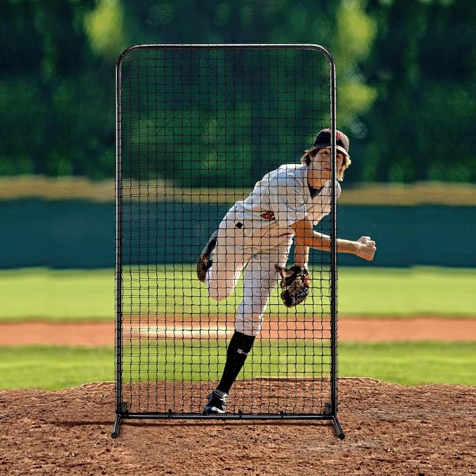 VEVOR Batting Screen - Baseball & Softball Protector with Carry Bag & Ground Stakes, Pitching Net for Pitchers Protection