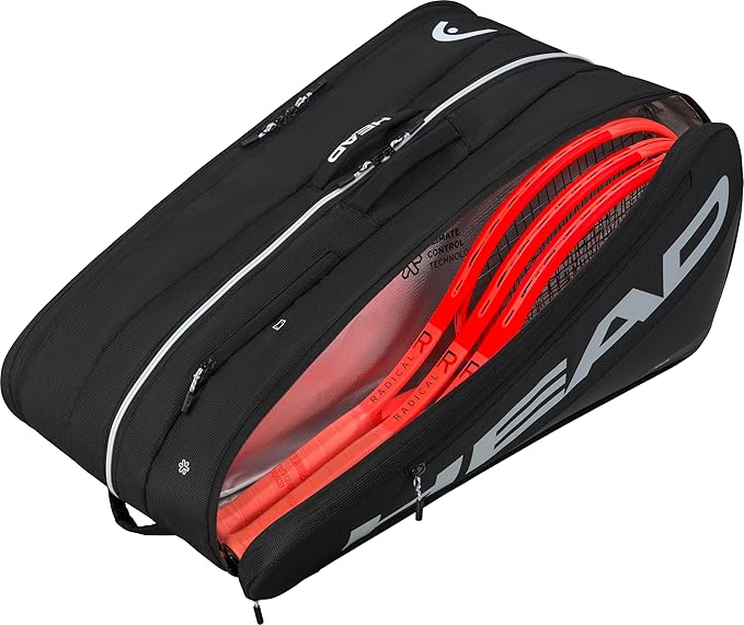 HEAD Tour Racquet Bag XL (12R) Tennis Bag - Holds Up to 12 Racquets, CCT+ Climate Control Technology, 3 Main Compartments, Shoe Pocket & Backpack Carry System