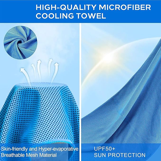 Sukeen Cooling Towels 8 Pack (40"x12"), Cooling Towels for Neck and Face, Microfiber Breathable Chilly Ice Towel for Hot Weather, Sweat Towel for Gym, Sport, Yoga, Golf, Workout, Camping, Running