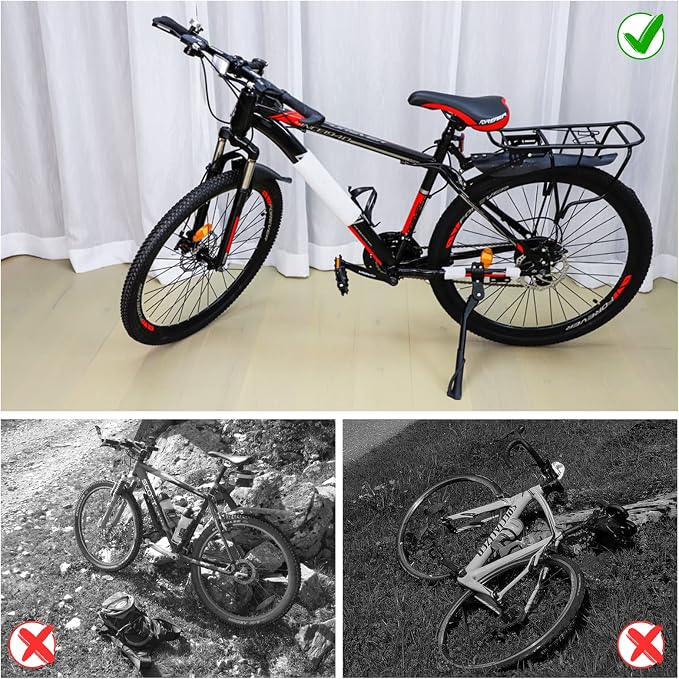 Cyfie Bike Kickstand for Adult's Bike, Adjustable Rear Side Bicycle Kickstand, Suitable for 24-29 inch Mountain Bikes, E-Bike, BMX, 700C Road/Hybrid Bikes, etc. Aluminum Alloy Maximum Holds 176lbs