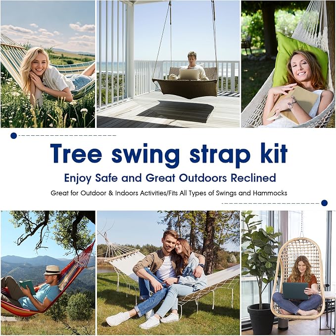 Safe Tree Swing Straps Hanging Kit with Two Alloy Carabiners 2,200lb Breaking Strength Easy and Fast Installation Swings or Hammocks (3.3ft)