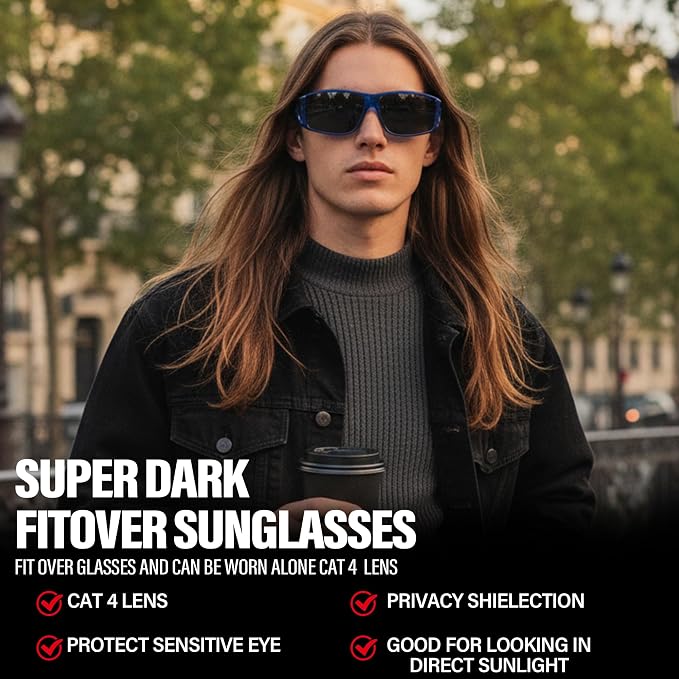 LVIOE Over Glasses Sunglasses Wrap Around Polarized Sunglasses for Men Women Fit Over Prescription Glasses with UV Protection