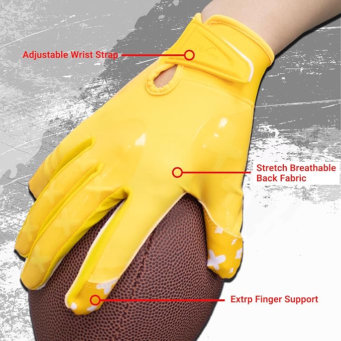 Football Gloves for Youth and Adult Men,Sticky Adhesive Palms Receiver Gloves,Grip Boost Flag Football Accessories Gifts for Family and Friends