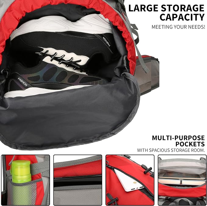 70L Camping Hiking Backpack with Rain Cover Waterproof Backpacking Backpack for Hiking Treeking Climbing Outdoor