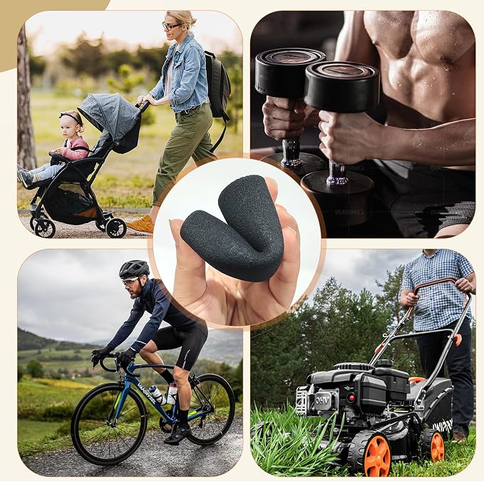 4 Pcs Universal Handle Grips 4.3 Inch NBR Rubber Foam Comfort Grip Buffer Tube Cover Black Soft Handle Bar Grips for Equipment Handlebar Grips Replacement