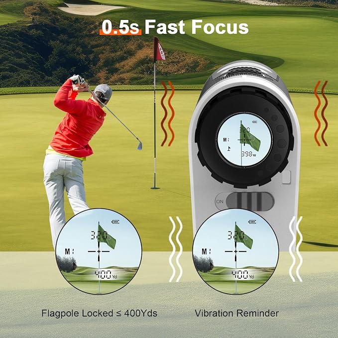 PEAKPULSE 1200 1700 Yds Golf Rangefinder Easy to Clean Slope Magnet Rechargeable 6X Magnification Distance Range Finders Flag Pin Locked Vibration Golfer Gifts Accessories