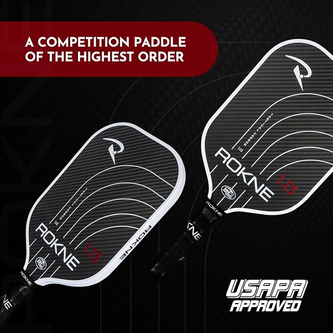 ROKNE Taktical Carbon Series, Pickleball Paddle, 3K Raw Carbon Fiber, Thermoformed Foam Lined Edge, 13MM or 16MM, USAPA Approved Pickleball Racket, High Grit Texture, Max Spin
