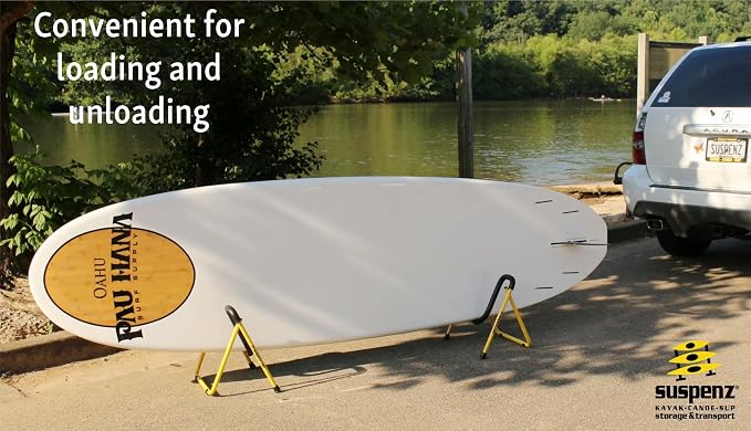 Suspenz SUP Stands, Stand Up Paddle Board, Surfboard Foldable Racks, EZ-Fold Portable Stand, Yellow 22-1901