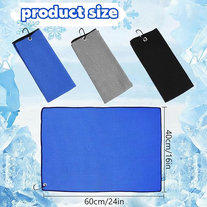 Batiyeer Golf Towels Bulk for Bags 16'' x 24'' Microfiber Waffle Pattern Golf Towels Trifold with Clip for Hiking,Tournament, Yoga