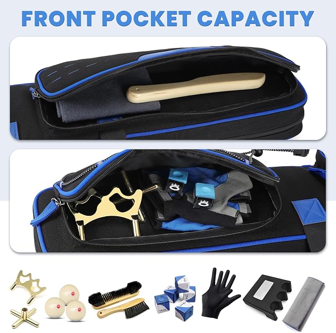 BOSSTIN Pool Cue Case, 3x4 / 5x5 Pool Stick Billiard Cue Accessories Soft Padded Bag Case