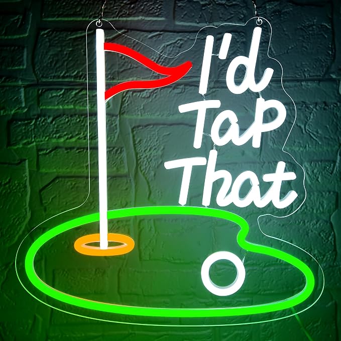 I 'd Tap That Neon Sign for Wall Decor Golf Led Neon Light for Man Cave | Dimmable Neon,Golfer Birthday Gifts,Led 5V USB Powered,Party,Office,Bedroom,Sport Bar Decor,Course Gym Wall Art,12.9*12.9in