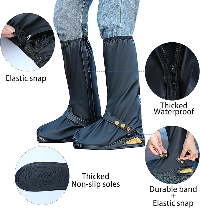 Waterproof Rain Boot Shoe Cover with Reflector Reusable & Foldable