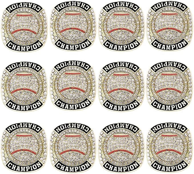 12 Pcs Baseball Championship Ring Trophy Award Gift Tournament Championship Ring Winner Tournament Team, from Size 8 to 11,