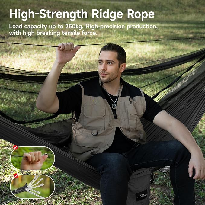 Camping Hammock with Mosquito Net and Top Quilt, Ultralight Sleeping Bag Topquilt, Warm Insulation Sleeping Quilt for Outdoor Hammock Camping