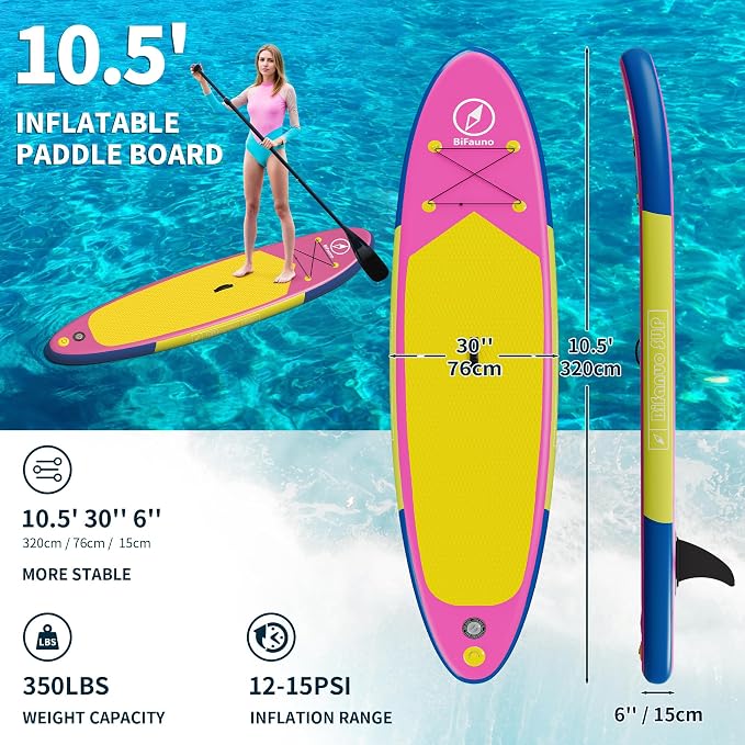 Bifanuo Inflatable Stand Up Paddle Board with SUP Accessories and Backpack