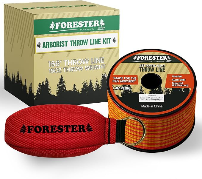 FORESTER Arborist Throw Line Kit | Throw Weight & 166ft Rope | Ultra Slick 100% Polyester Rope | Arborist Equipment for Tree Climbing