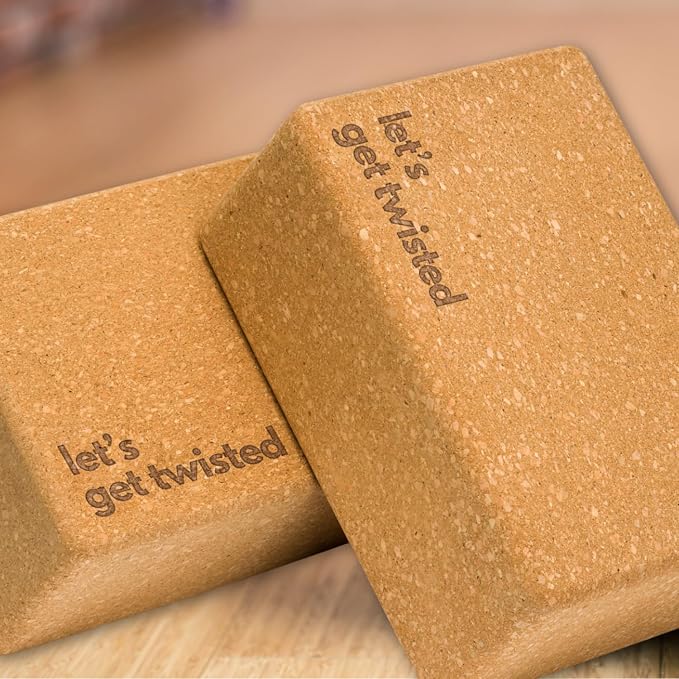 Cork Yoga Blocks 2 Pack – High Density Non Slip with Select Cork Grain for Chip-Resistant Durability | Extra Thick 4” for Support & Stability | Natural, Smooth, and Crumble Free | Body By Yoga