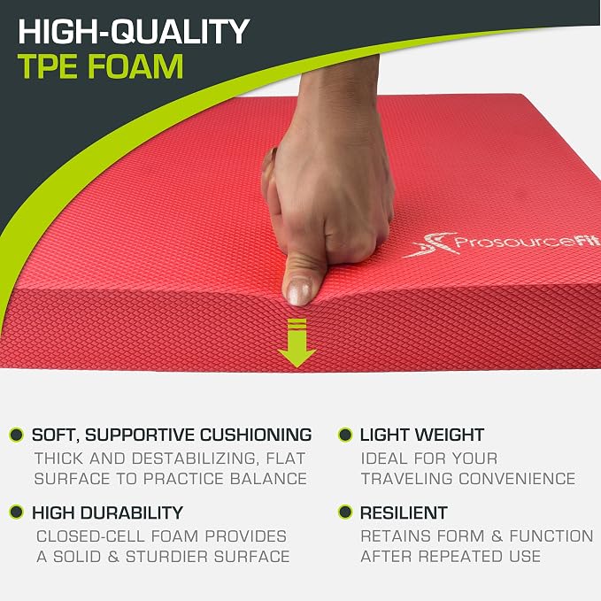 ProsourceFit Exercise Balance Pad, Non-Slip Cushioned Foam Mat & Knee Pad for Fitness and Stability Training, Yoga, Physical Therapy