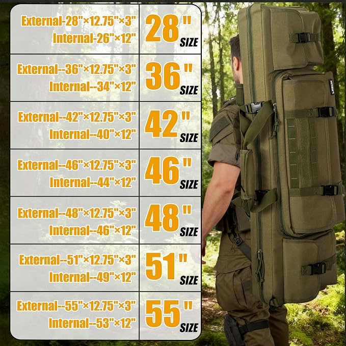 28" 32" 36" 42" 46" 48" 51" 55" Soft Double Rifle Bag, Portable Long Rifle Bag for Outdoor Hunting Shooting, Gun Case Storage & Transportation, with Multiple Colors