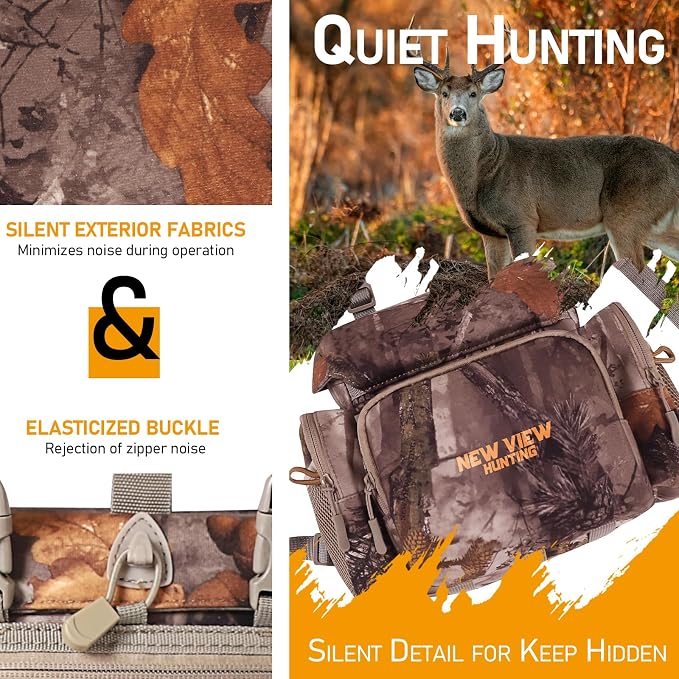 NEW VIEW Silent Hunting Binocular Harness Chest Pack with Rangefinder Pouch & Rain Cover, Stealth Bino Harness for Hunting, Fits Most Binoculars up to 10×56